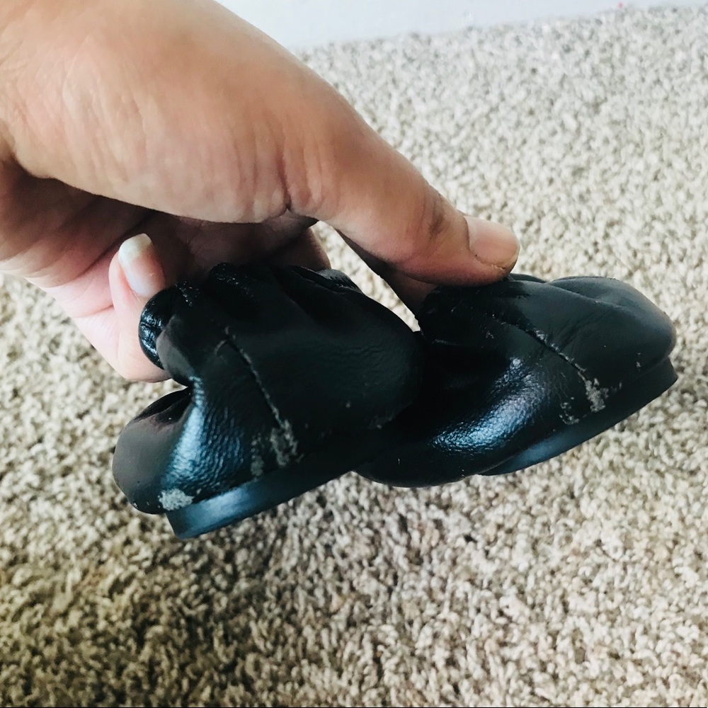 Tory Burch Black Flats Logo Gold Size 7 - Picture 5 of 6